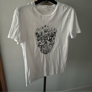 ALEXANDER MCQUEEN sz M White Short Sleeve Tshirt Black Skull Logo